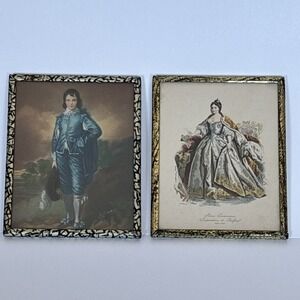 Blue Boy & Anna Ivanovna of Russia Vintage Framed Picture Lot 5.25" x 4.25"